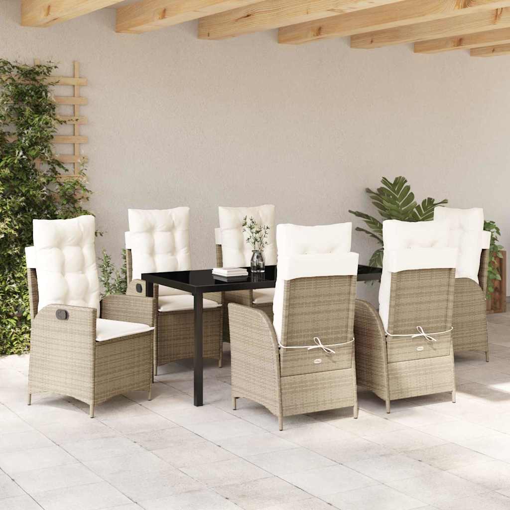 Have Spisebordssæt med pude 7 pcs Beige polyrattan