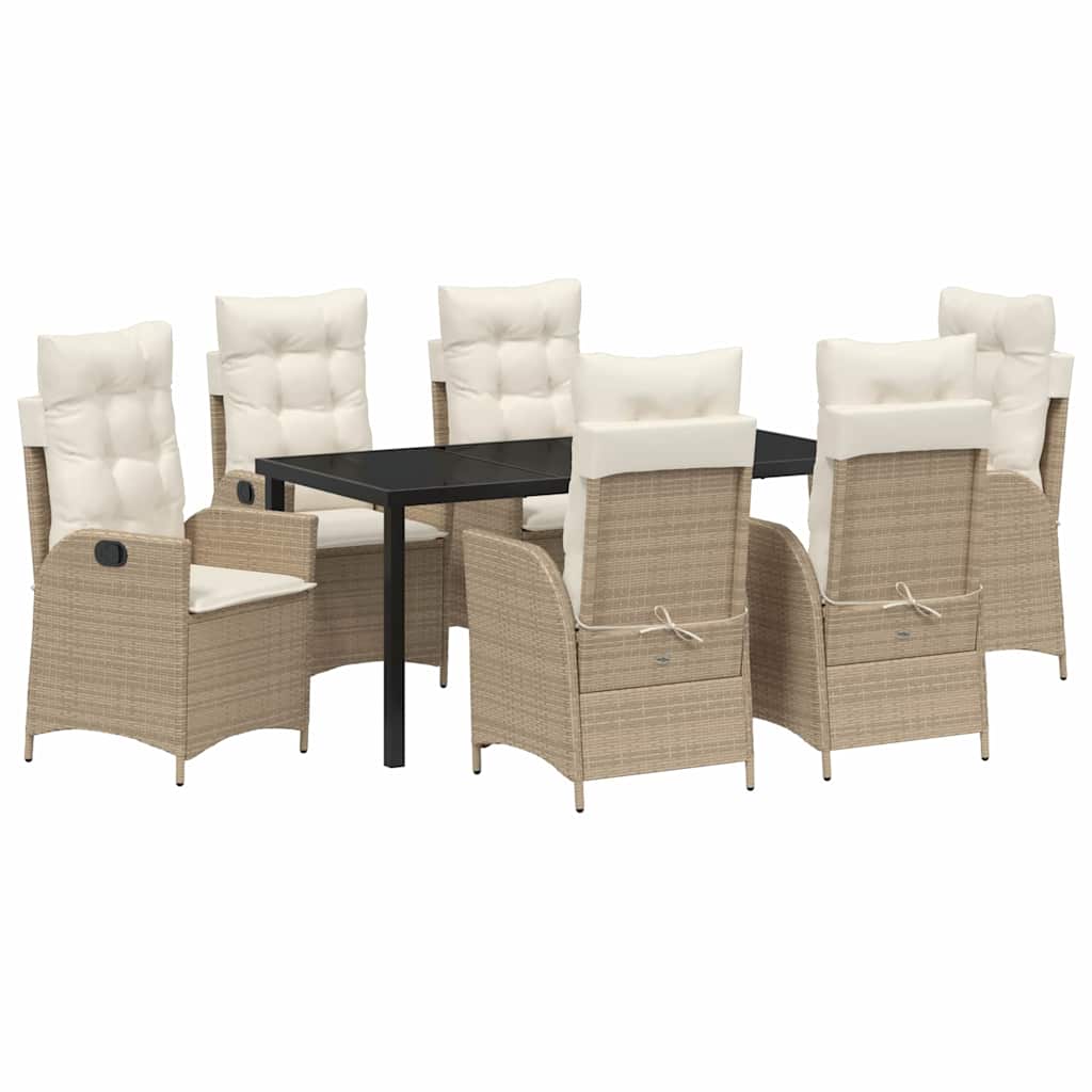 Have Spisebordssæt med pude 7 pcs Beige polyrattan
