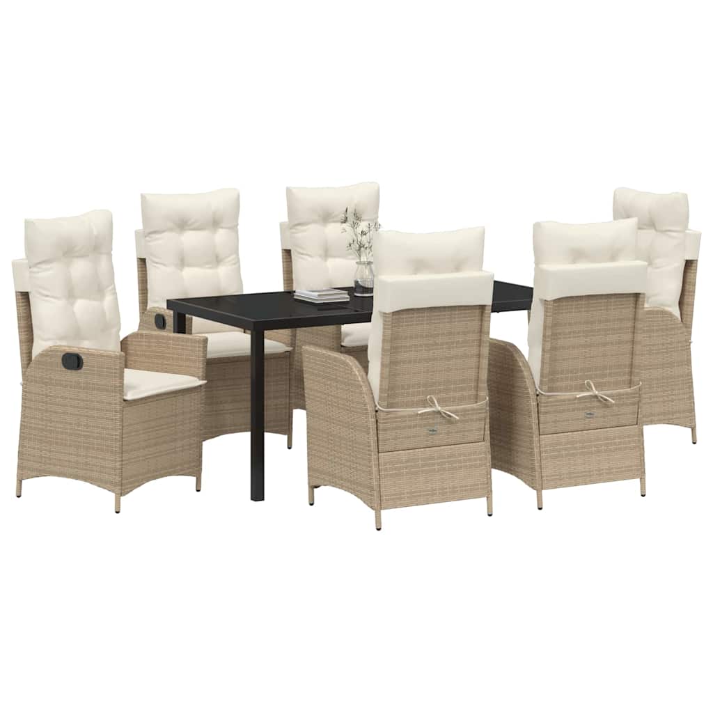 Have Spisebordssæt med pude 7 pcs Beige polyrattan