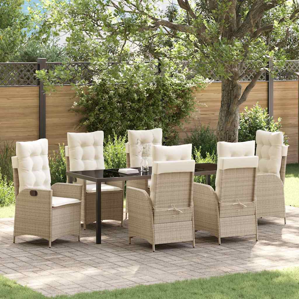 Have Spisebordssæt med pude 7 pcs Beige polyrattan