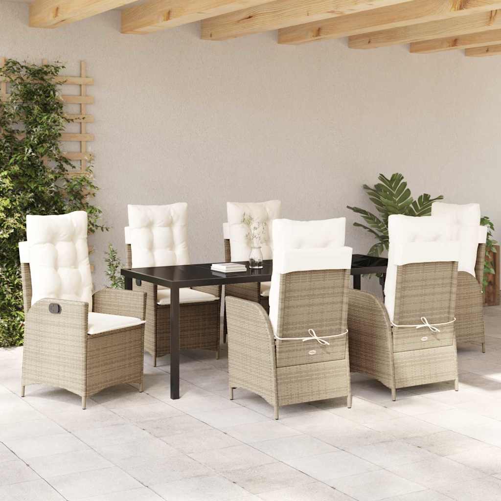 Have Spisebordssæt med pude 7 pcs Beige polyrattan