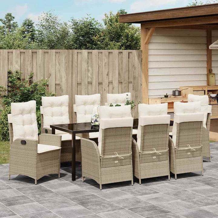Have Spisebordssæt med pude 9 pcs Beige polyrattan