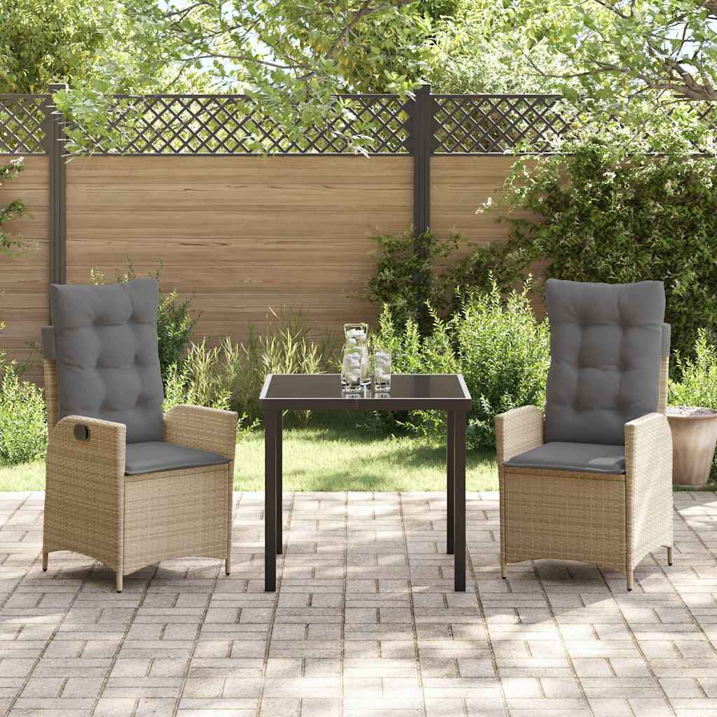 Have Spisebordssæt med pude 3 pcs Beige polyrattan