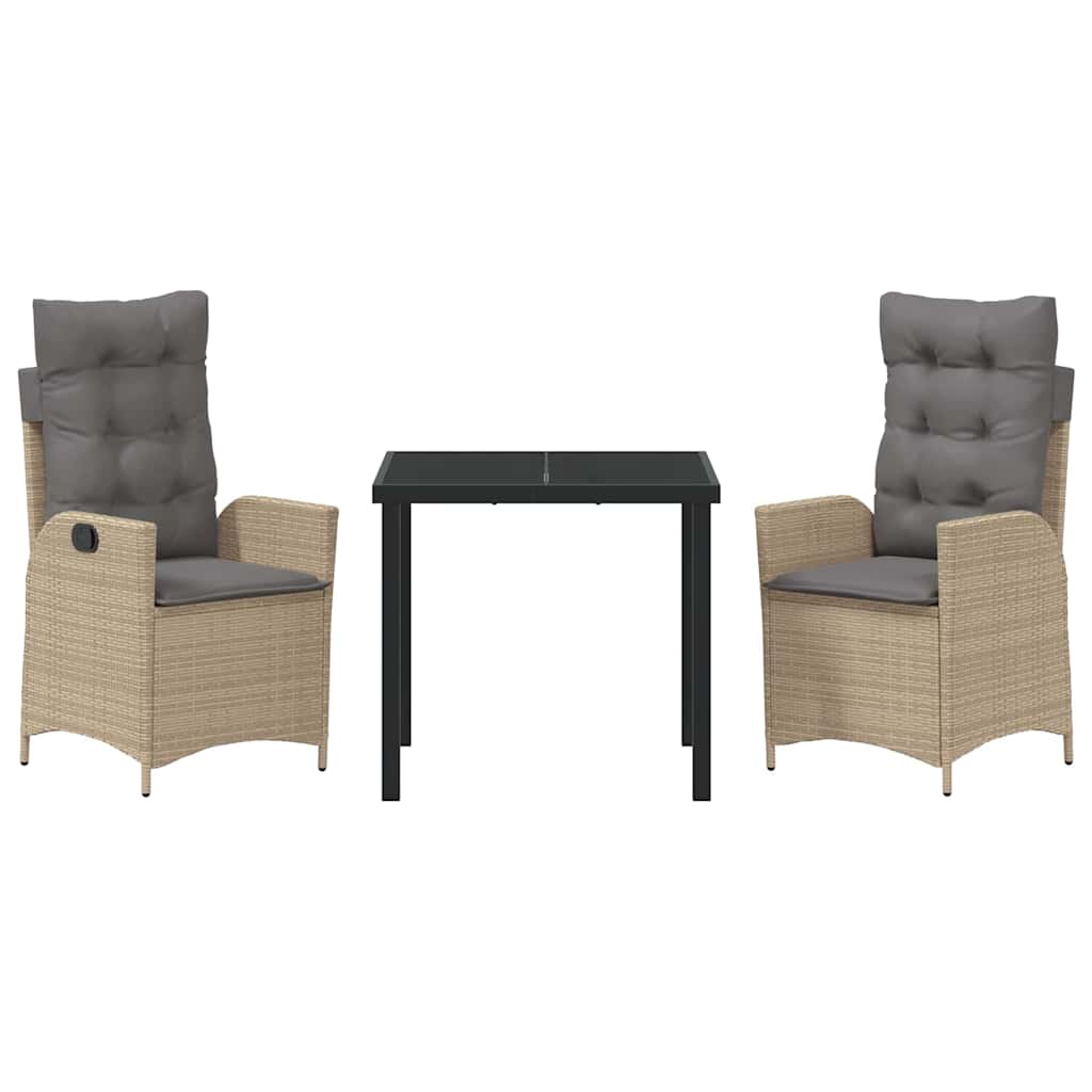 Have Spisebordssæt med pude 3 pcs Beige polyrattan