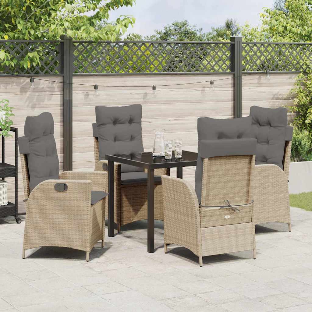 Have Spisebordssæt med pude 5 pcs Beige polyrattan