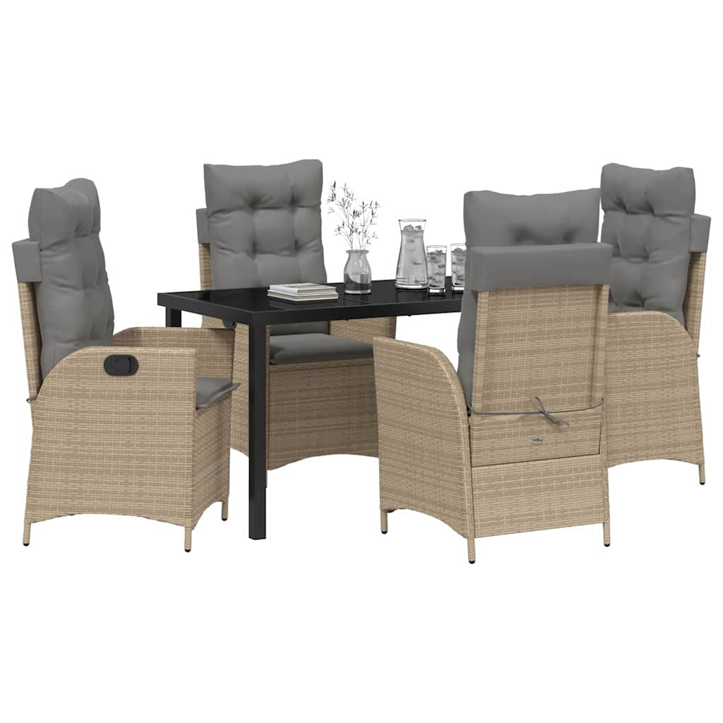 Have Spisebordssæt med pude 5 pcs Beige polyrattan