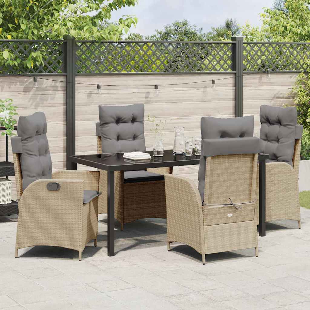 Have Spisebordssæt med pude 5 pcs Beige polyrattan