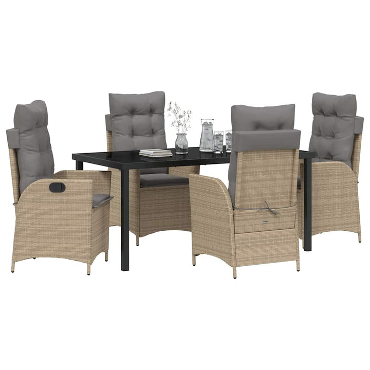 Have Spisebordssæt med pude 5 pcs Beige polyrattan