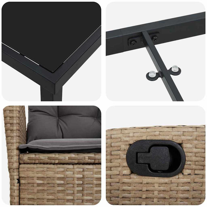 Have Spisebordssæt med pude 7 pcs Beige polyrattan