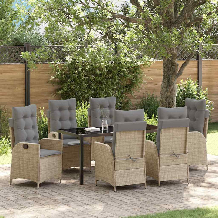 Have Spisebordssæt med pude 7 pcs Beige polyrattan