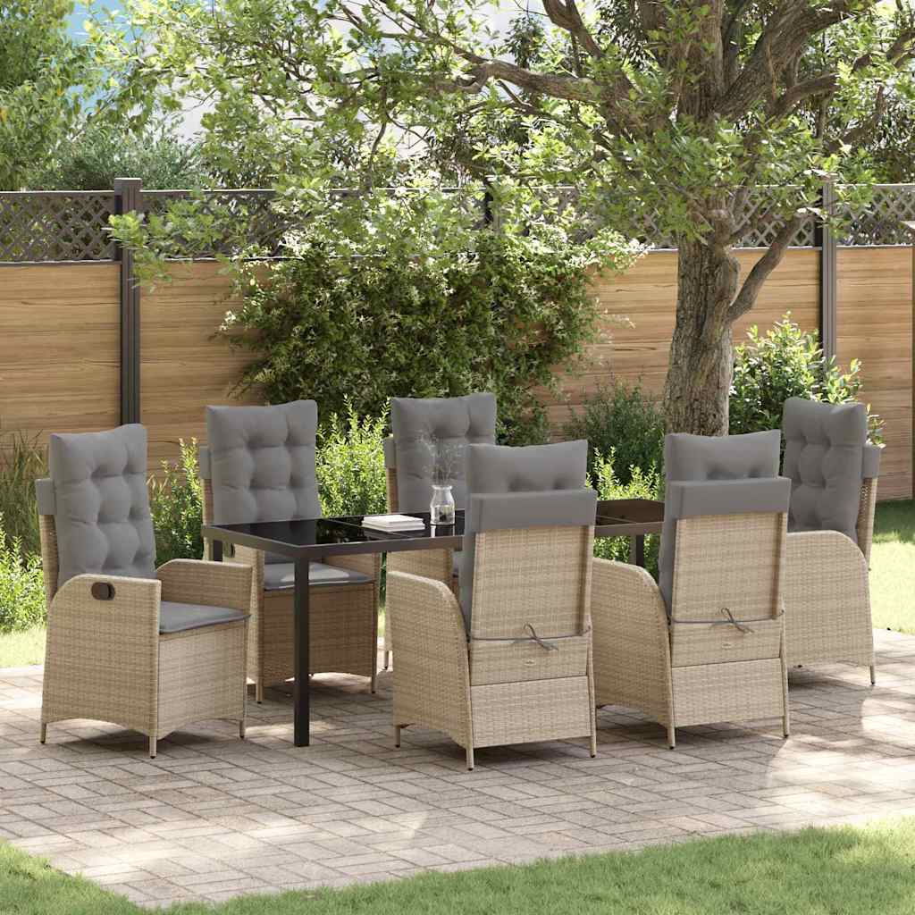 Have Spisebordssæt med pude 7 pcs Beige polyrattan