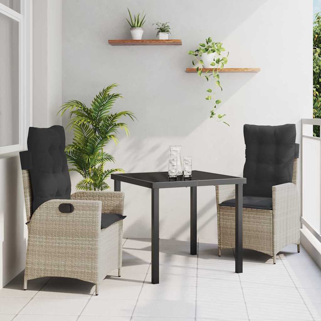 Have Spisebordssæt med pude 3 pcs Lysegrå polyrattan