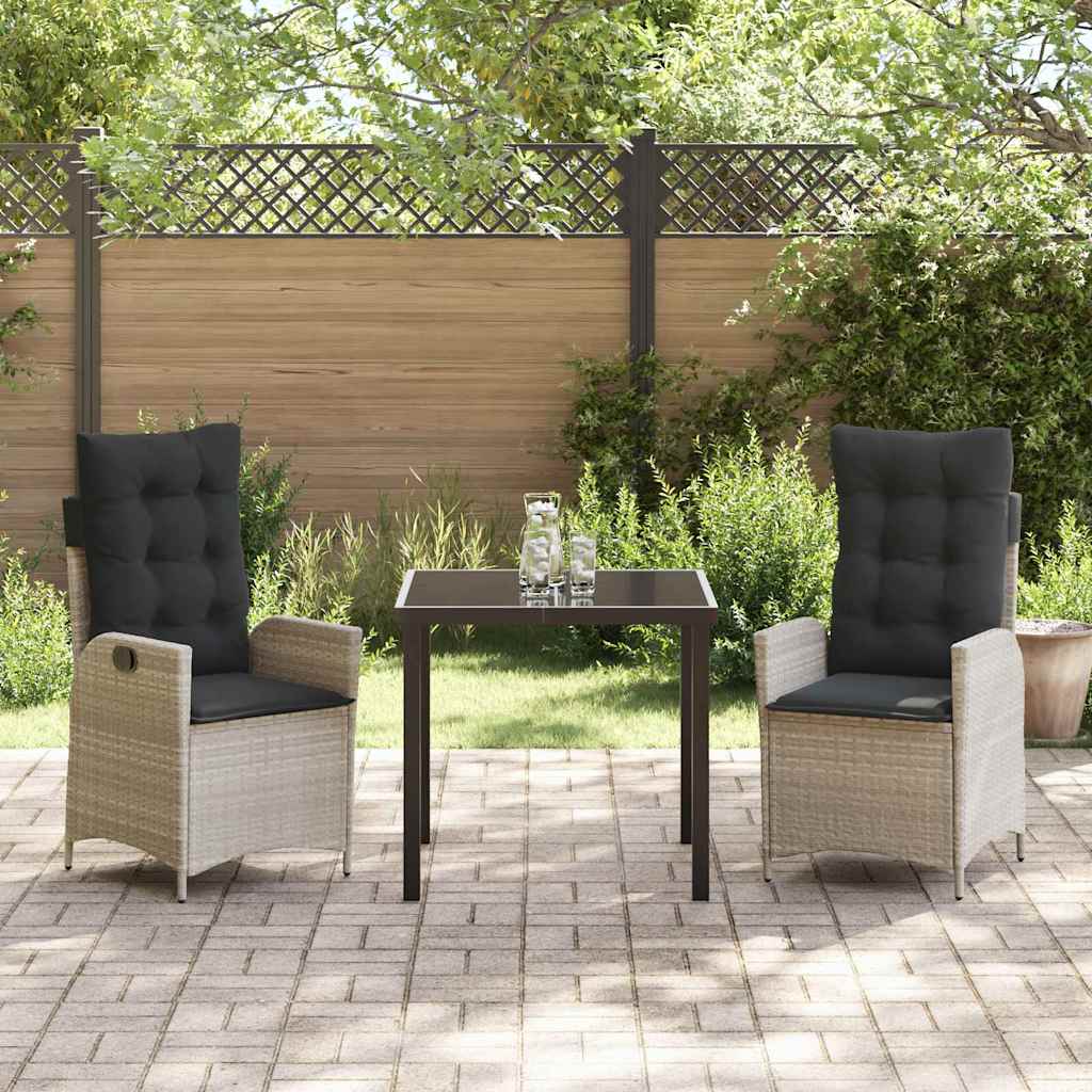 Have Spisebordssæt med pude 3 pcs Lysegrå polyrattan