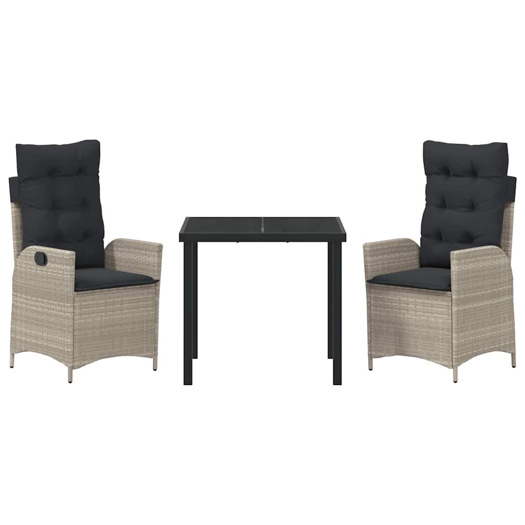 Have Spisebordssæt med pude 3 pcs Lysegrå polyrattan