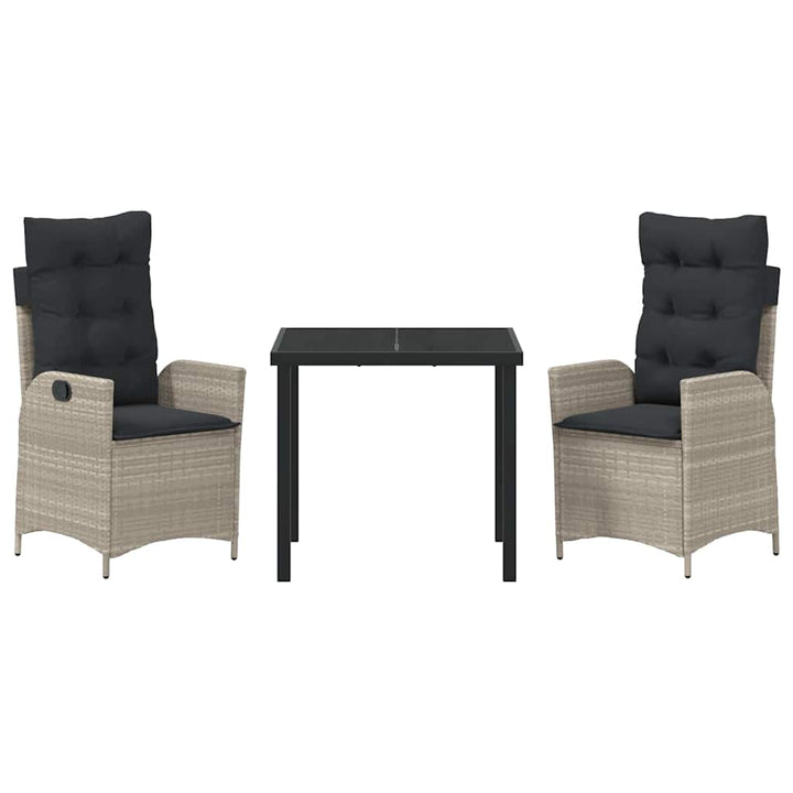 Have Spisebordssæt med pude 3 pcs Lysegrå polyrattan