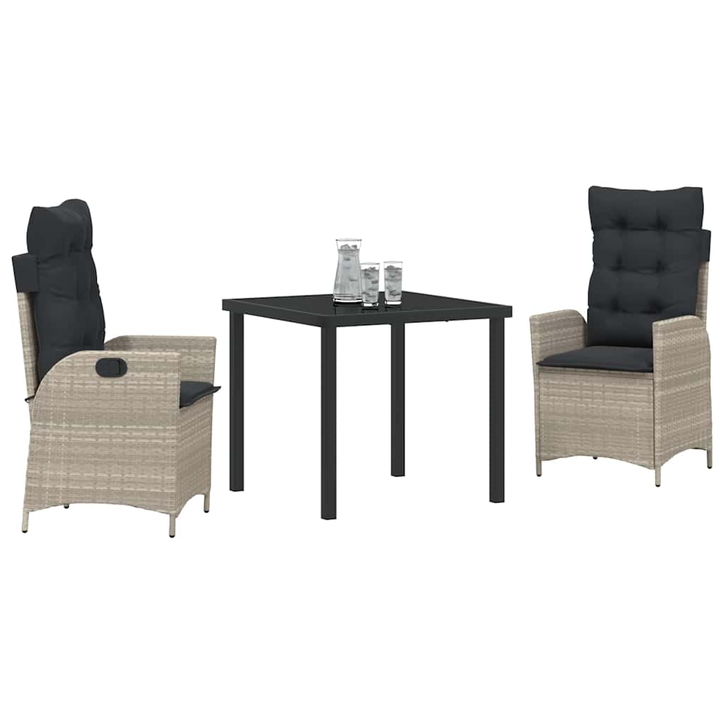 Have Spisebordssæt med pude 3 pcs Lysegrå polyrattan
