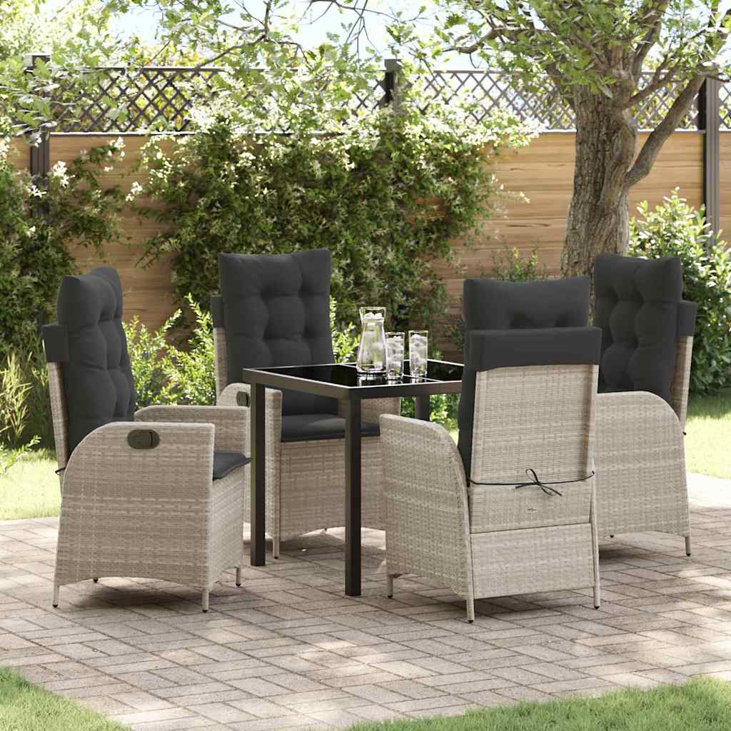 Have Spisebordssæt med pude 5 pcs Lysegrå polyrattan