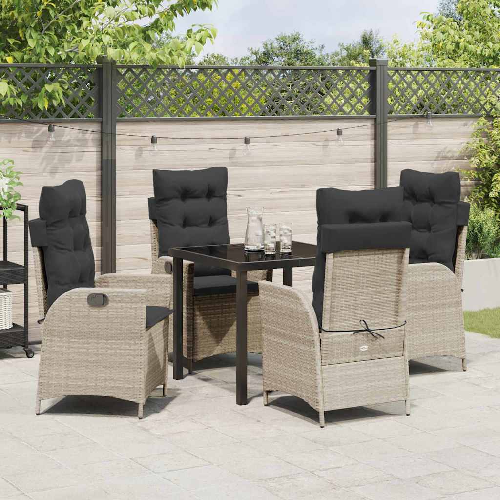 Have Spisebordssæt med pude 5 pcs Lysegrå polyrattan