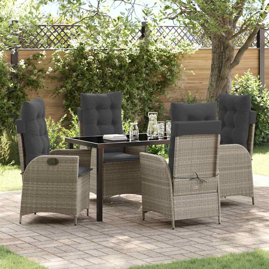 Have Spisebordssæt med pude 5 pcs Lysegrå polyrattan