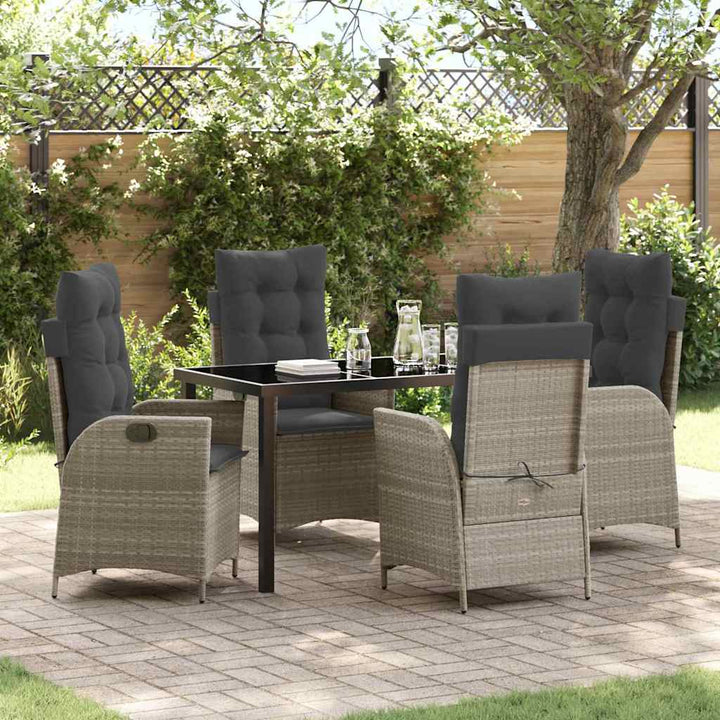 Have Spisebordssæt med pude 5 pcs Lysegrå polyrattan