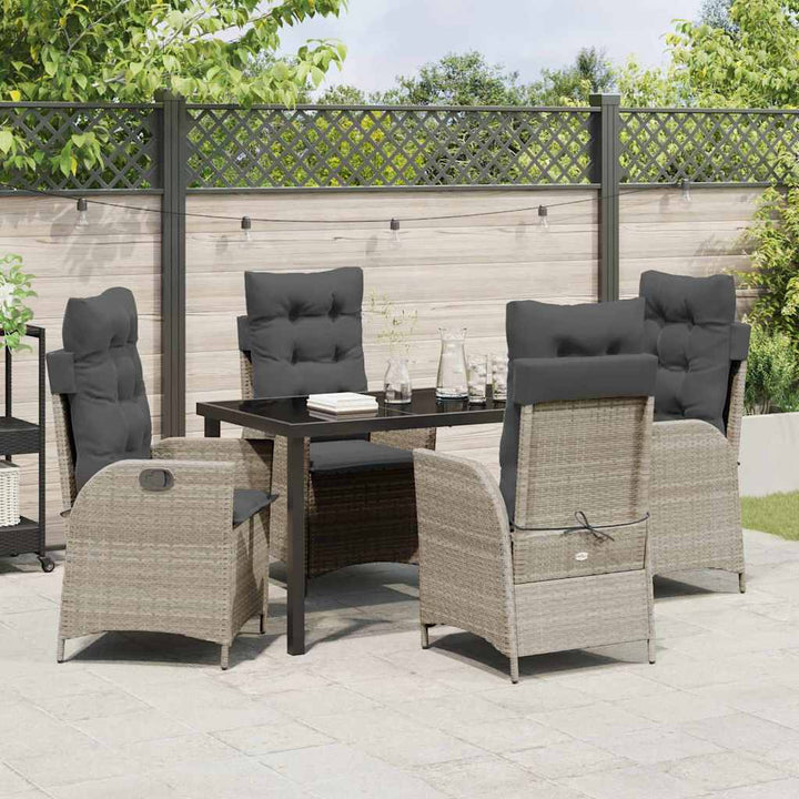 Have Spisebordssæt med pude 5 pcs Lysegrå polyrattan