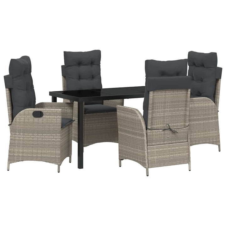 Have Spisebordssæt med pude 5 pcs Lysegrå polyrattan