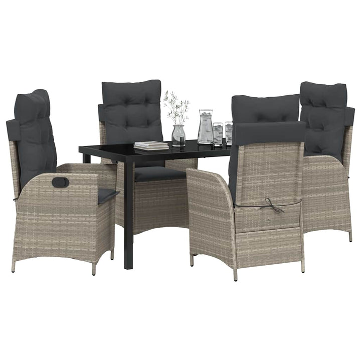 Have Spisebordssæt med pude 5 pcs Lysegrå polyrattan