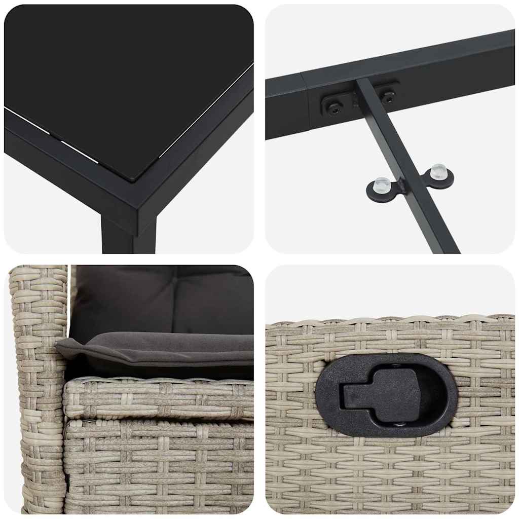 Have Spisebordssæt med pude 5 pcs Lysegrå polyrattan