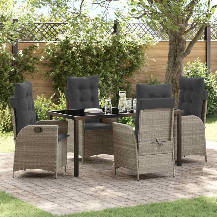 Have Spisebordssæt med pude 5 pcs Lysegrå polyrattan