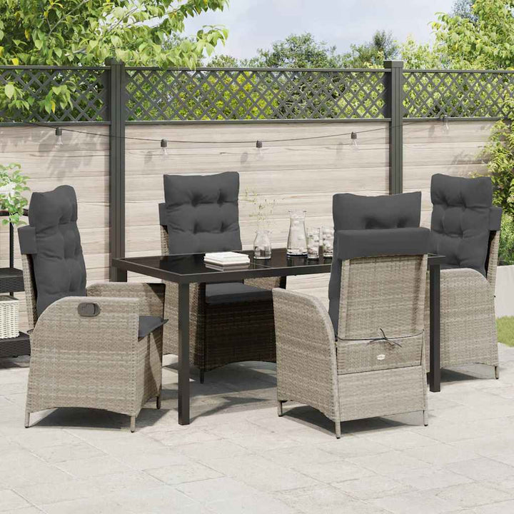 Have Spisebordssæt med pude 5 pcs Lysegrå polyrattan
