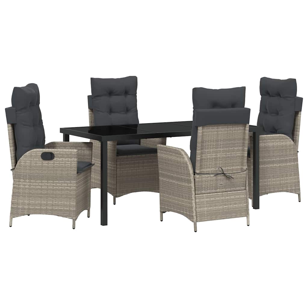 Have Spisebordssæt med pude 5 pcs Lysegrå polyrattan