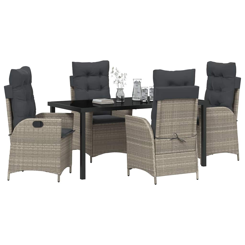 Have Spisebordssæt med pude 5 pcs Lysegrå polyrattan
