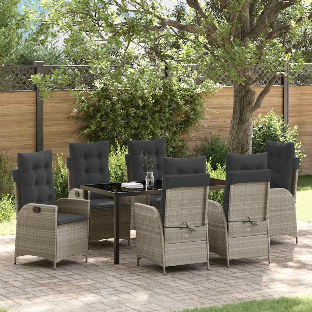 Have Spisebordssæt med pude 7 pcs Lysegrå polyrattan