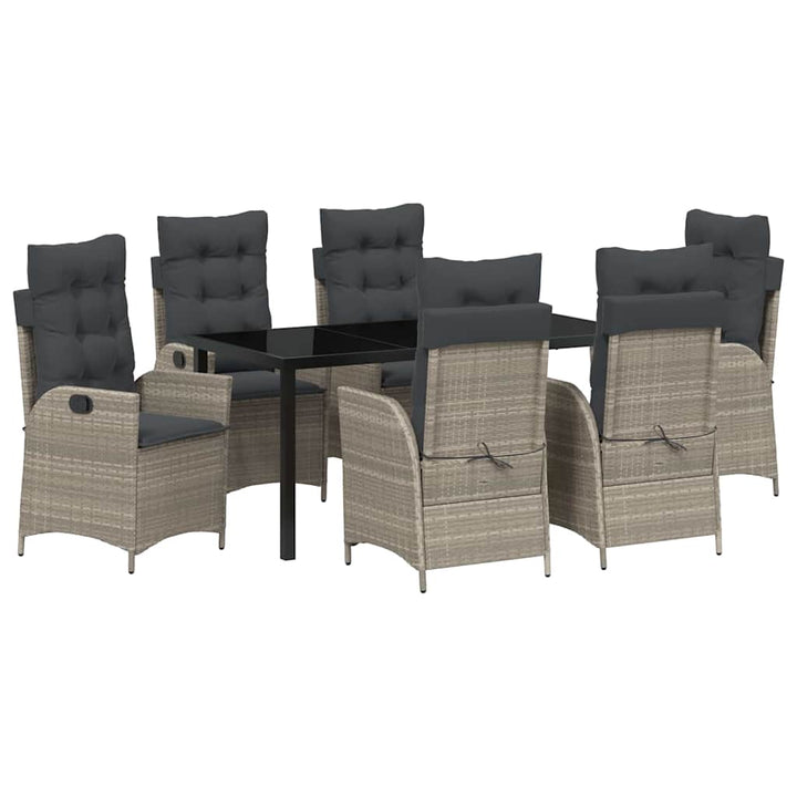 Have Spisebordssæt med pude 7 pcs Lysegrå polyrattan