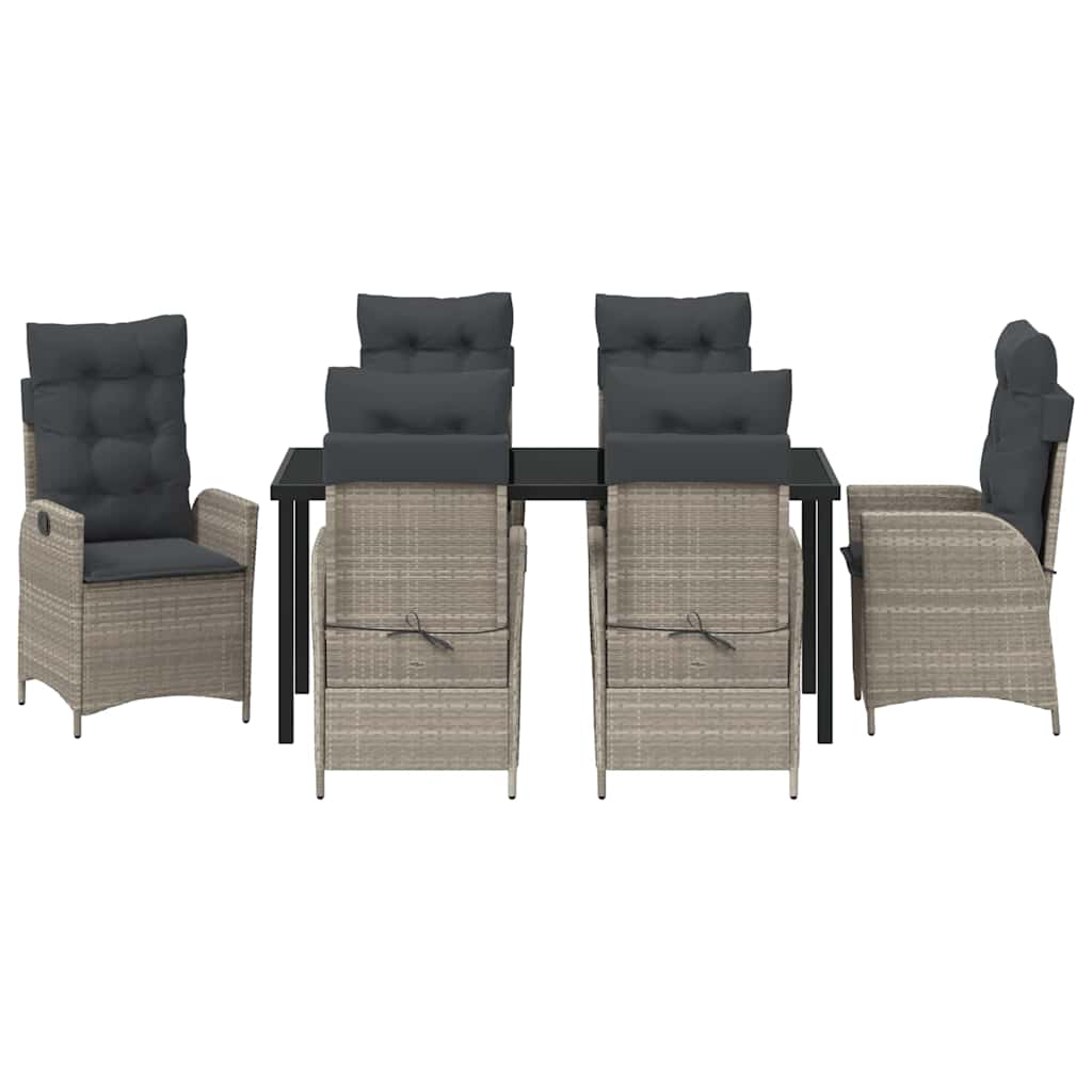 Have Spisebordssæt med pude 7 pcs Lysegrå polyrattan
