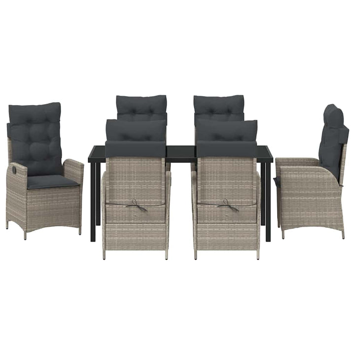 Have Spisebordssæt med pude 7 pcs Lysegrå polyrattan