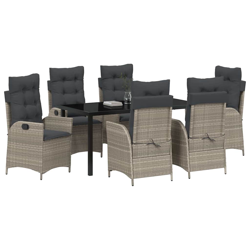 Have Spisebordssæt med pude 7 pcs Lysegrå polyrattan