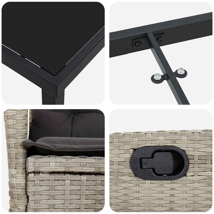 Have Spisebordssæt med pude 7 pcs Lysegrå polyrattan