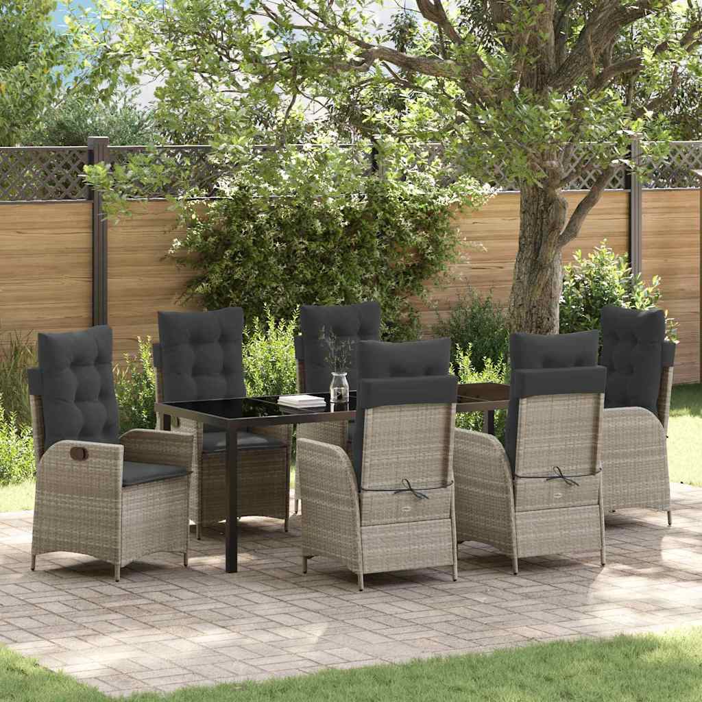 Have Spisebordssæt med pude 7 pcs Lysegrå polyrattan