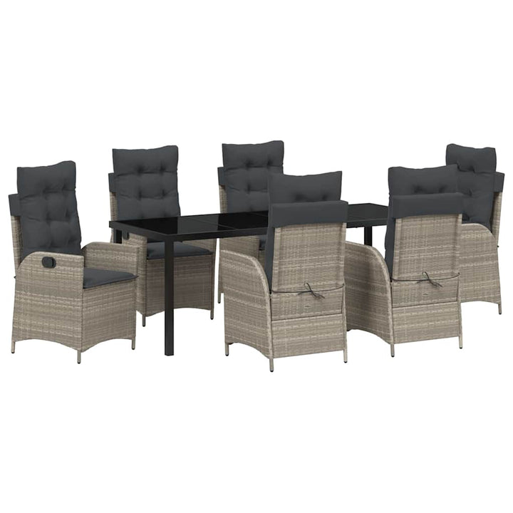 Have Spisebordssæt med pude 7 pcs Lysegrå polyrattan