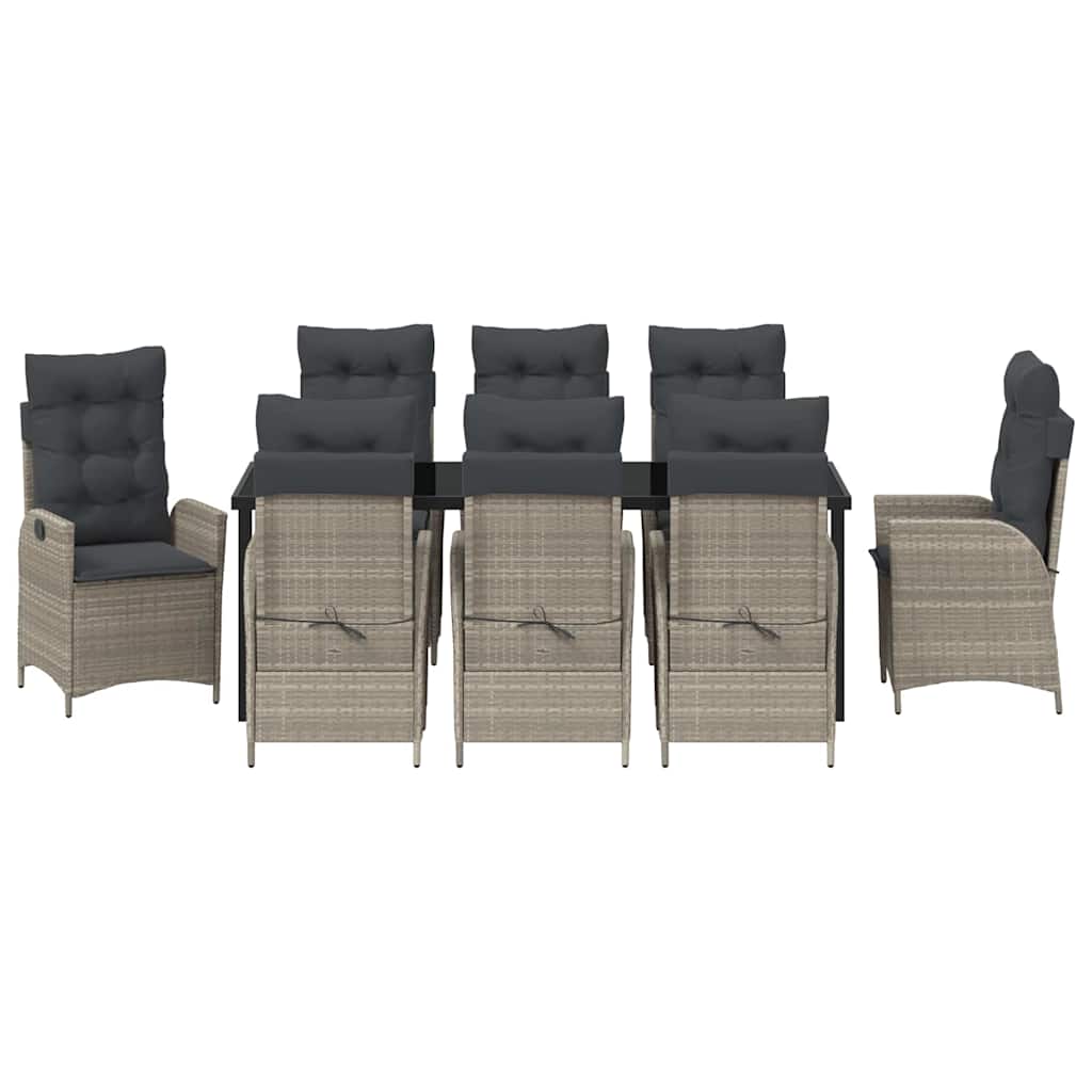 Have Spisebordssæt med pude 9 pcs Lysegrå polyrattan