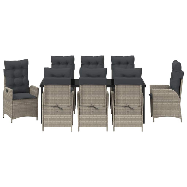 Have Spisebordssæt med pude 9 pcs Lysegrå polyrattan