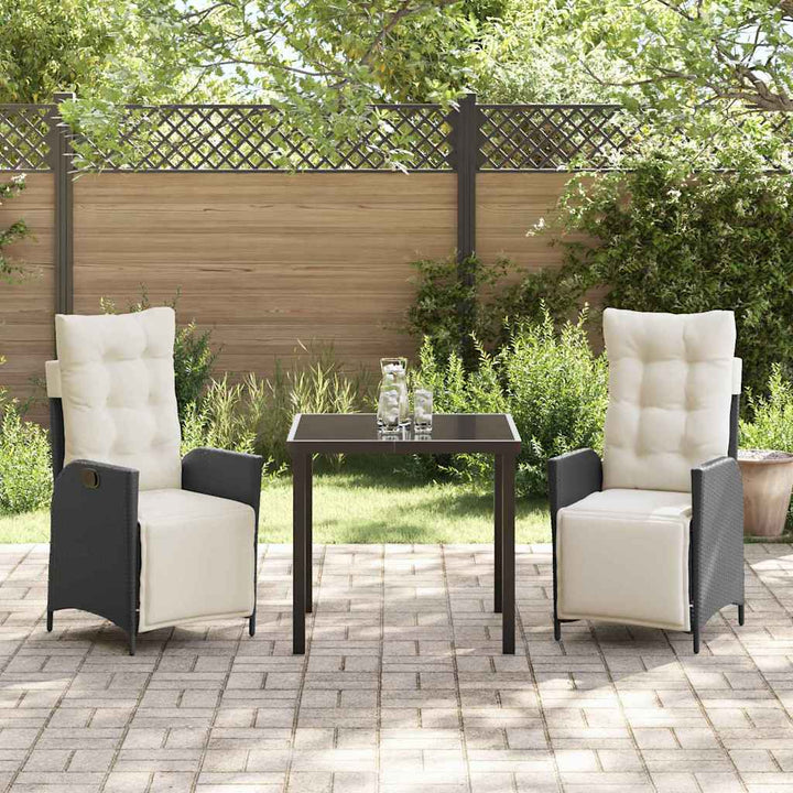 Have Spisebordssæt med pude 3 pcs Sort polyrattan