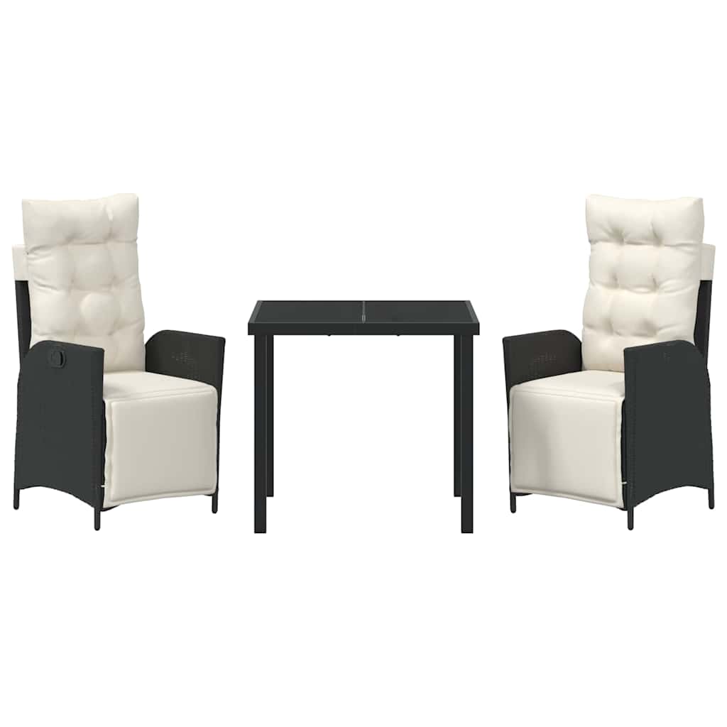Have Spisebordssæt med pude 3 pcs Sort polyrattan