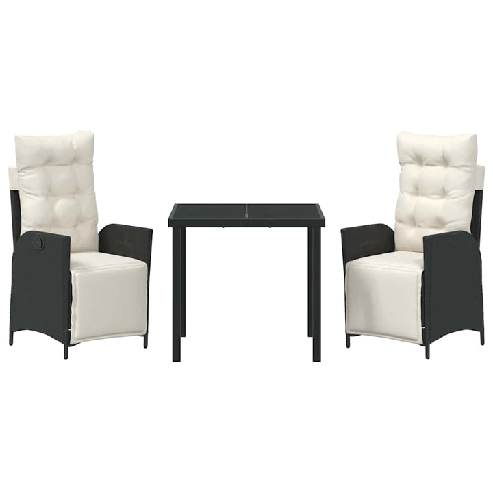 Have Spisebordssæt med pude 3 pcs Sort polyrattan