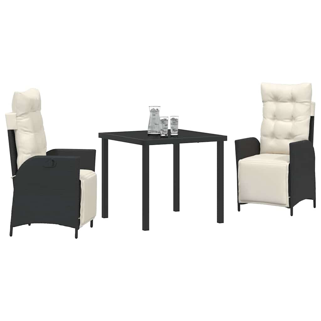 Have Spisebordssæt med pude 3 pcs Sort polyrattan