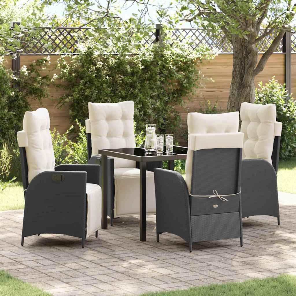 Have Spisebordssæt med pude 5 pcs Sort polyrattan