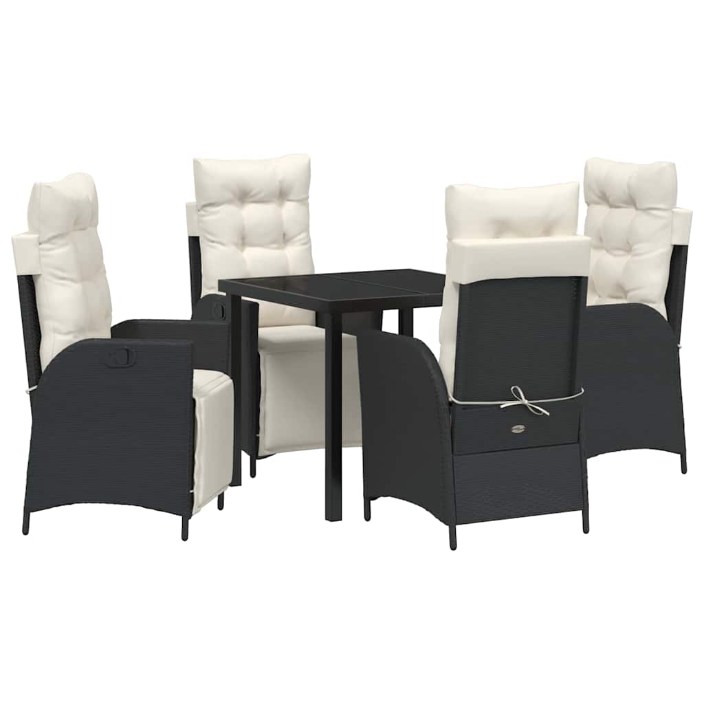 Have Spisebordssæt med pude 5 pcs Sort polyrattan