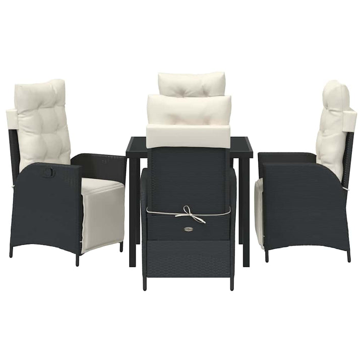 Have Spisebordssæt med pude 5 pcs Sort polyrattan