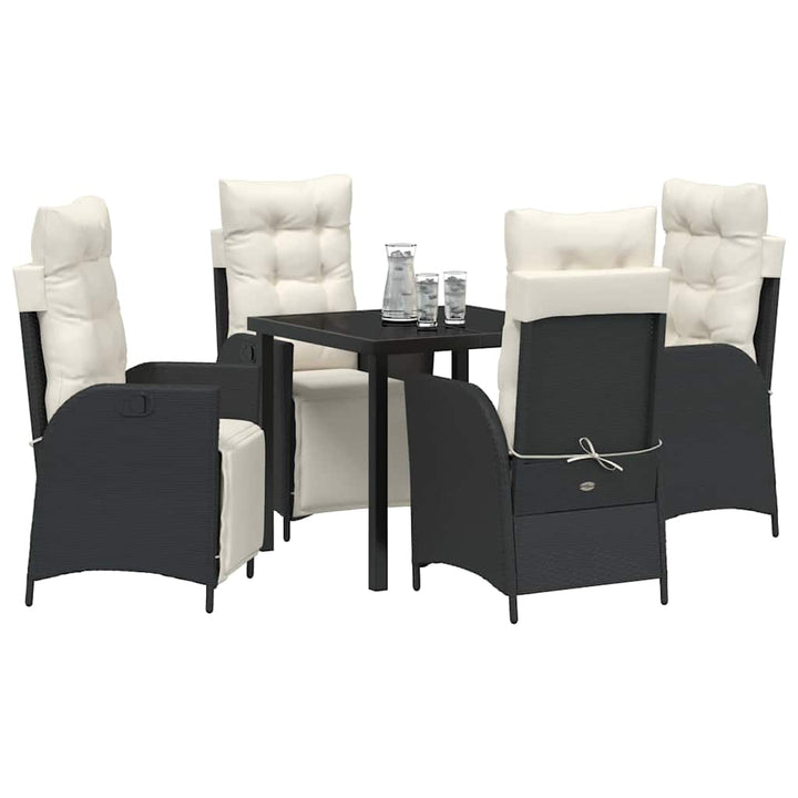 Have Spisebordssæt med pude 5 pcs Sort polyrattan